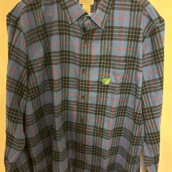 LL Bean Flannel Shirt Mens XL Blue Red Plaid orig sticker no tags but new - Picture 2 of 4